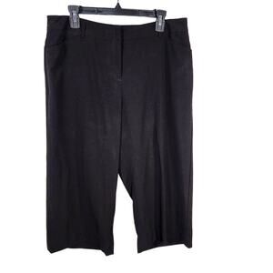 Briggs New York Women Capri Dress Pants Size 14 Wide Leg Black Stretch High Rise